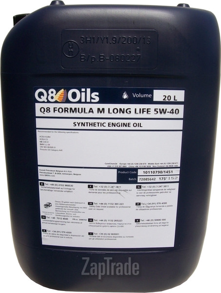 ������ �������� ����� Q8 Formula M Long Life SAE 5W-40 ������������� | ������� 101107901451